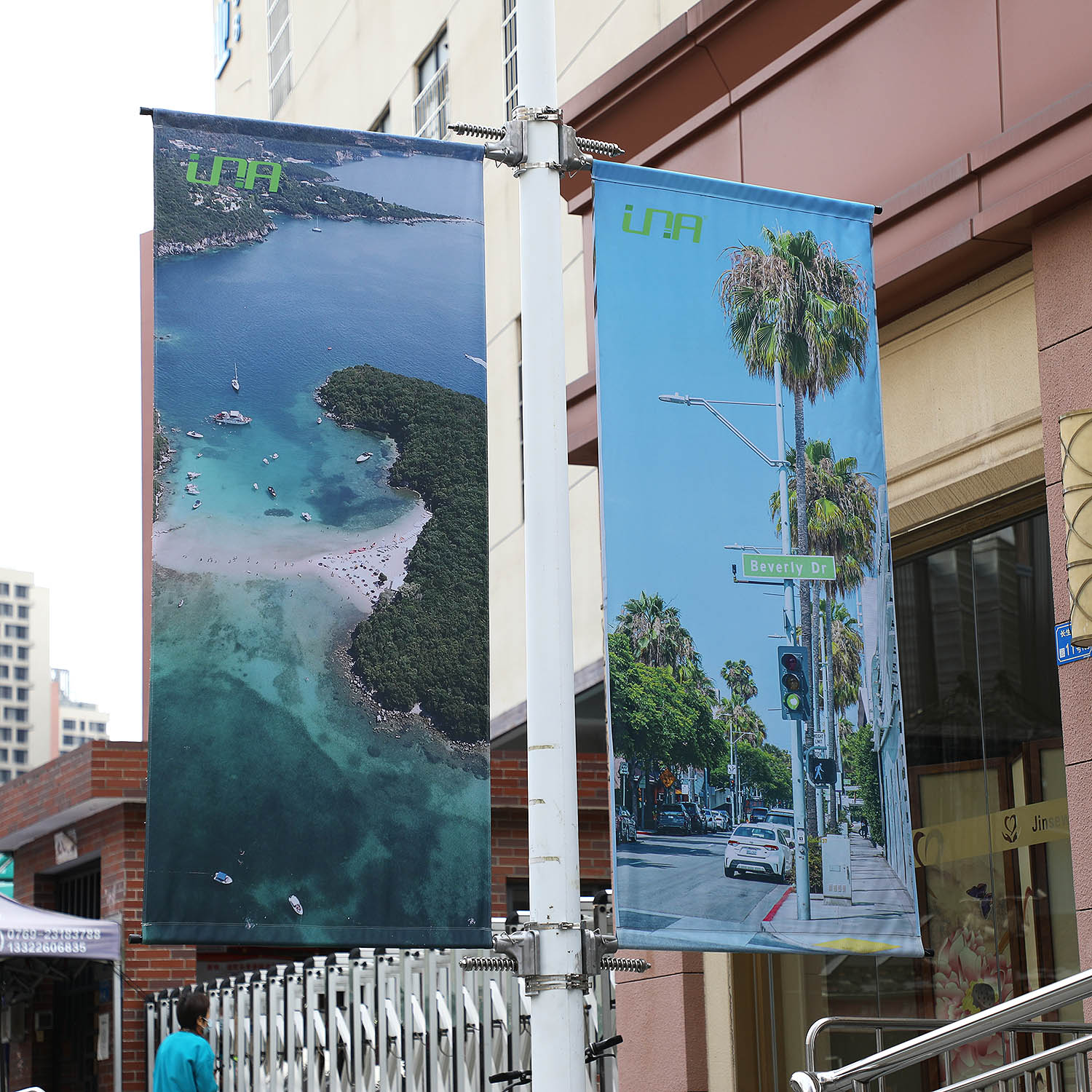街道灯杆双面广告海报旗帜支架套件